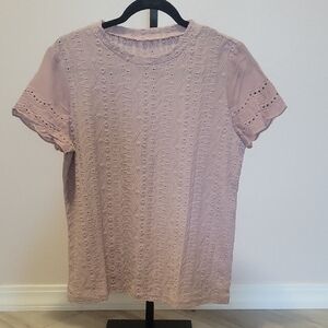 Chic Short Sleeve Lace Top - Mauve